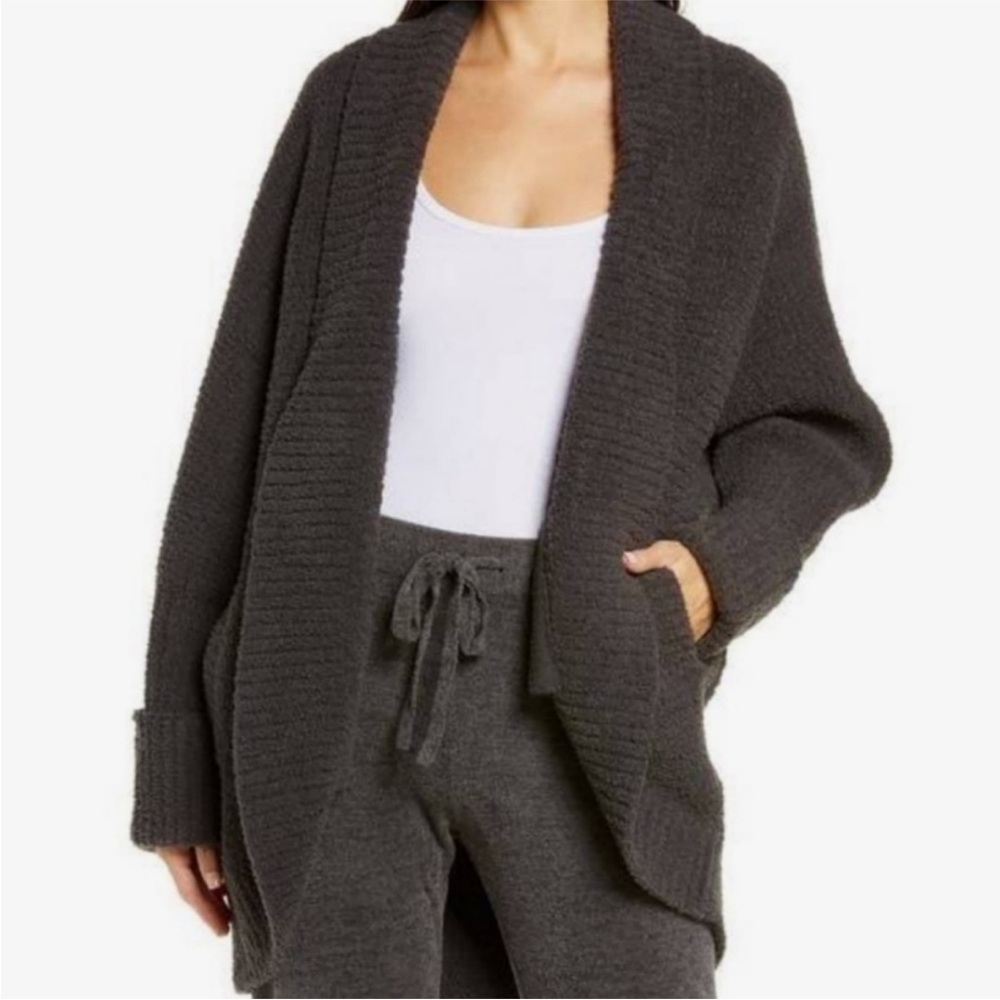 Barefoot Dreams CozyChic Cocoon Cardigan Charcoal Grey S/M $130